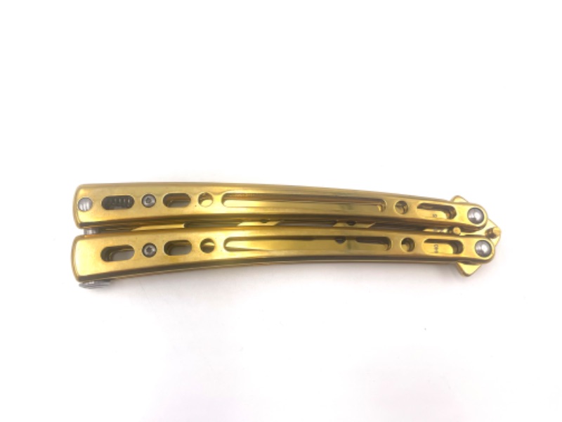 Photo 2 of GOLD PRACTICE BUTTERFLY KNIFE NEW 