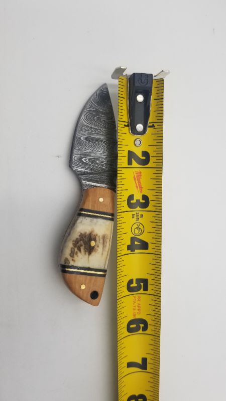 Photo 2 of 5 INCH WILD STAG/WOOD SKIN DAMASCUS KNIFE 2 INCH BLADE NEW 