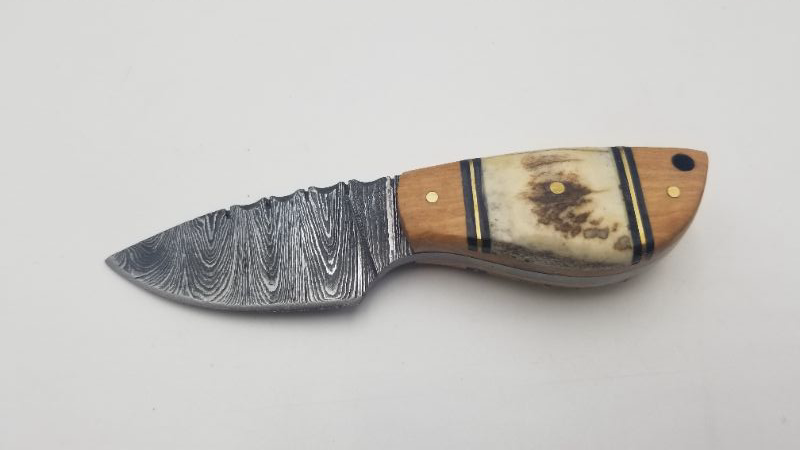 Photo 1 of 5 INCH WILD STAG/WOOD SKIN DAMASCUS KNIFE 2 INCH BLADE NEW 