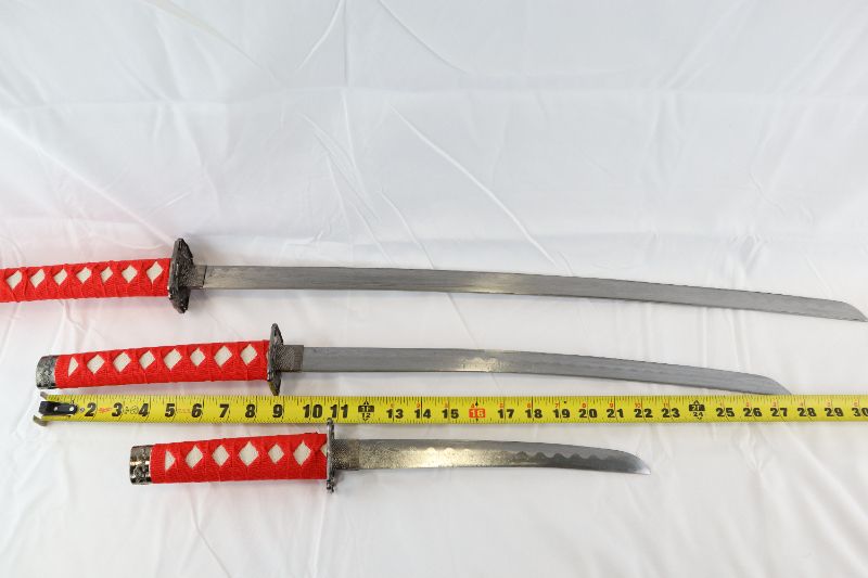 Photo 4 of 3 SET RED KATANA SWORDS NEW