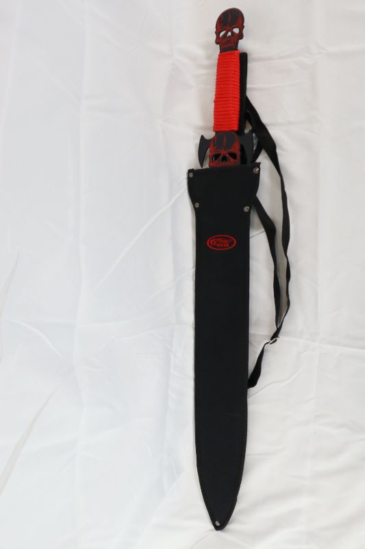 Photo 3 of 26 INCH SHARP RED SKULL SWORD WITH CARRY CASE NEW  