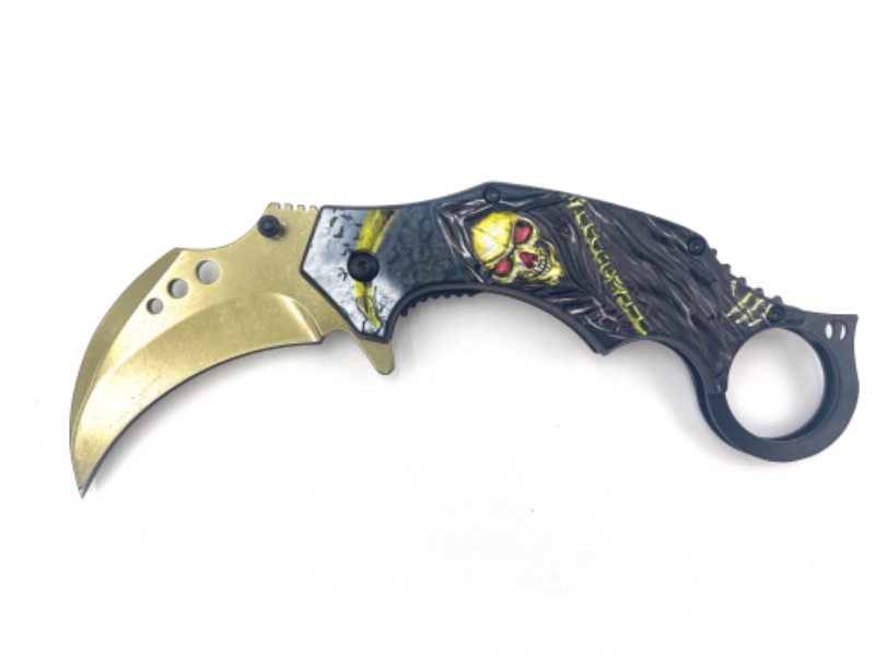 Photo 1 of GOLD CLAW BLADE GRIMM REAPER POCKET KNIFE NEW 