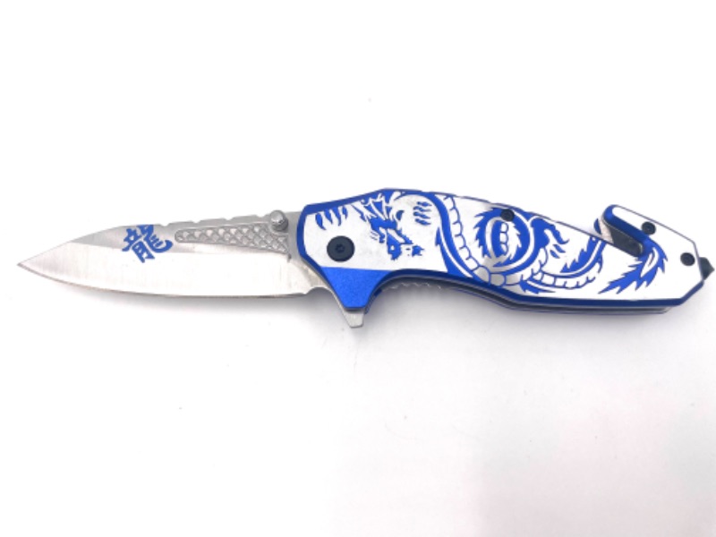 Photo 1 of BLUE SILVER DRAGON WITH CLIP POCKET KNIFE NEW 