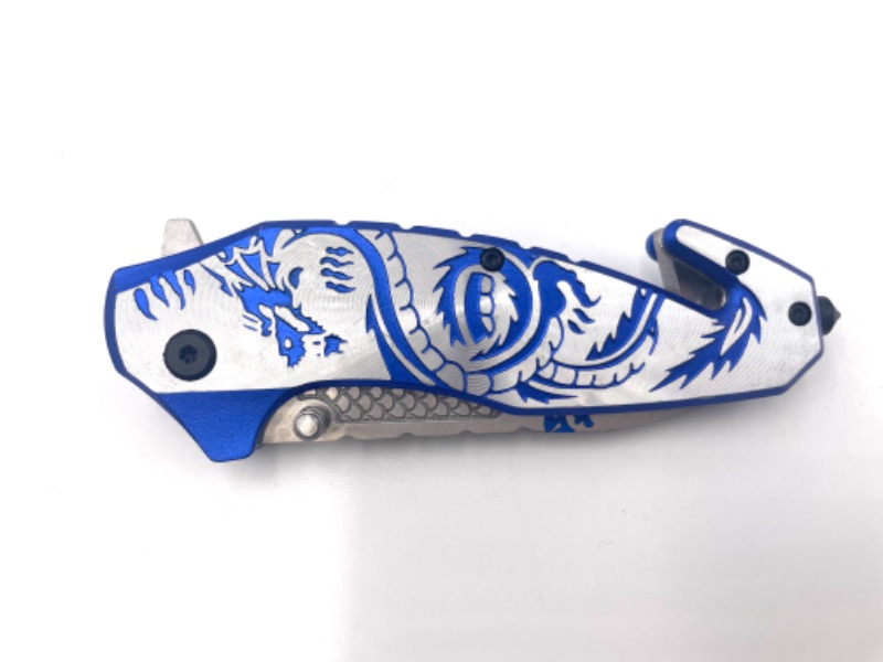 Photo 2 of BLUE SILVER DRAGON WITH CLIP POCKET KNIFE NEW 