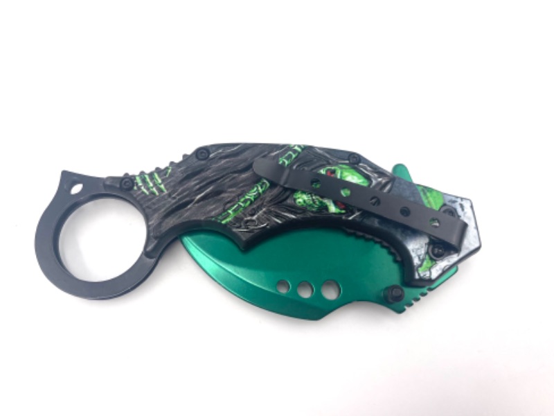 Photo 3 of GREEN GRIMM REAPER CLAW POCKET KNIFE NEW 