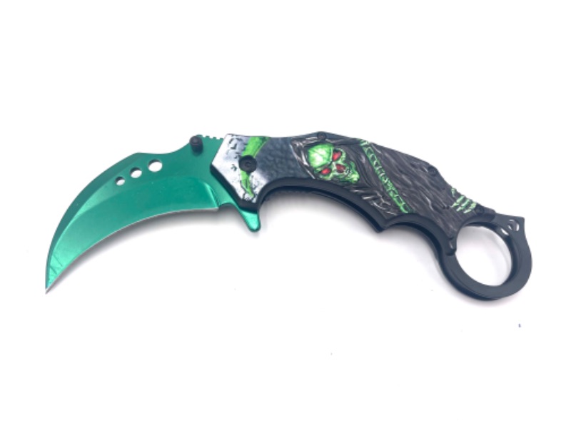 Photo 1 of GREEN GRIMM REAPER CLAW POCKET KNIFE NEW 