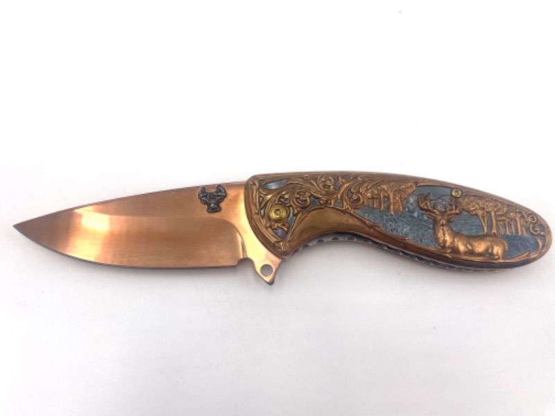 Photo 1 of 3D GOLD DEER POCKET KNIFE NEW 