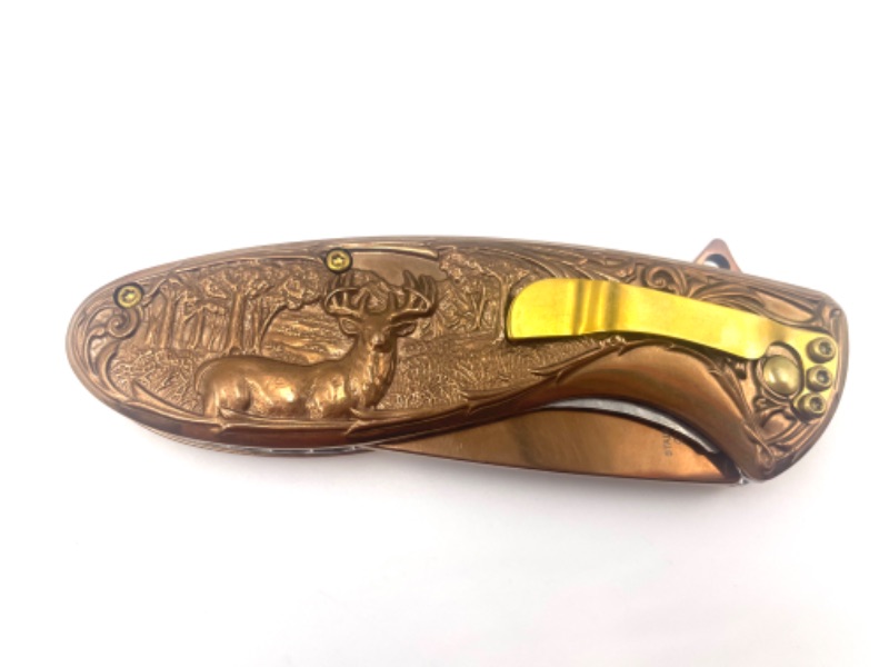 Photo 3 of 3D GOLD DEER POCKET KNIFE NEW 