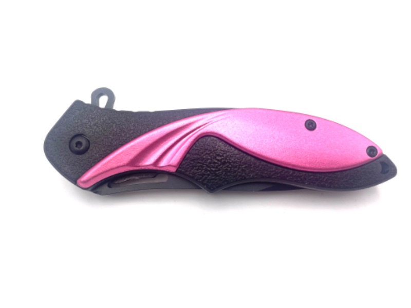 Photo 2 of 4.5 INCH PINK AND BLACK POCKET KNIFE WITH CLIP NEW 