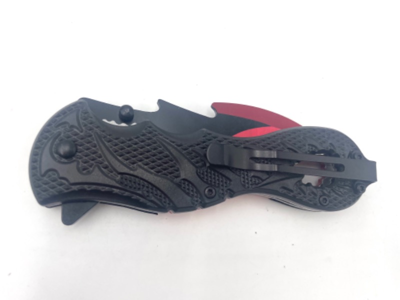 Photo 3 of RED BLACK DEAD WALKER POCKET KNIFE WITH CLIP NEW 