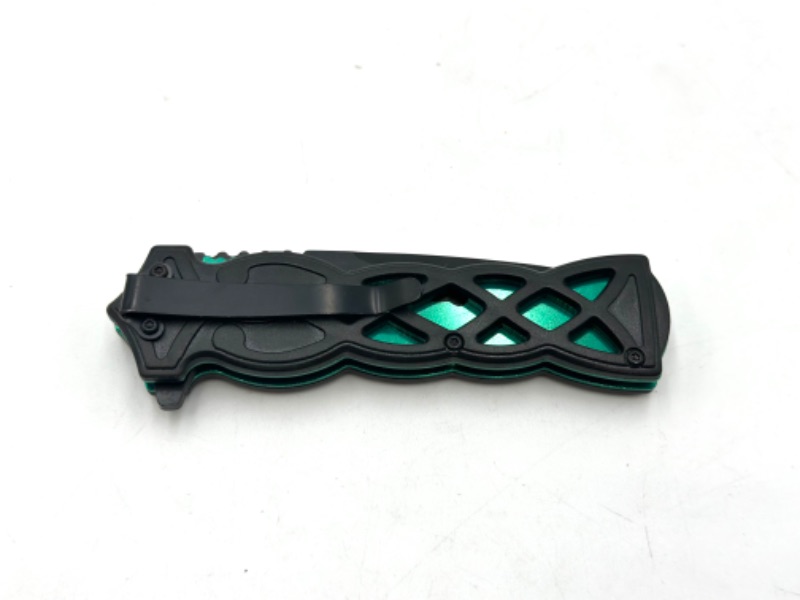 Photo 3 of TEAL GREEN AND BLACK DESIGN POCKET KNIFE NEW