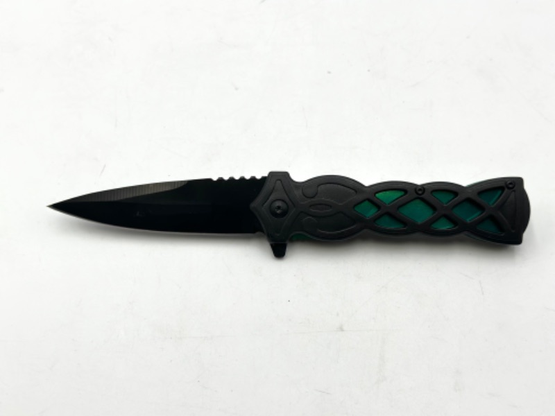 Photo 1 of TEAL GREEN AND BLACK DESIGN POCKET KNIFE NEW