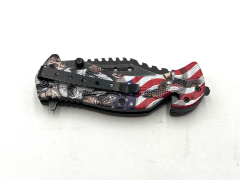 Photo 3 of STINGER KNIVES SKULL AMERICAN FLAG EAGLE DESIGN WITH WINDOW BREAKER POCKET KNIFE NEW