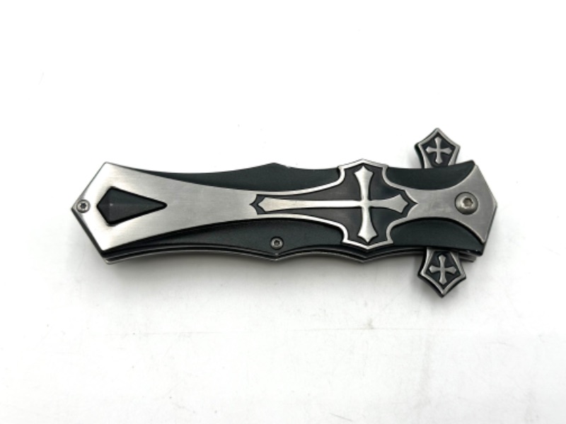 Photo 2 of BLACK AND SILVER CROSS POCKET KNIFE NEW