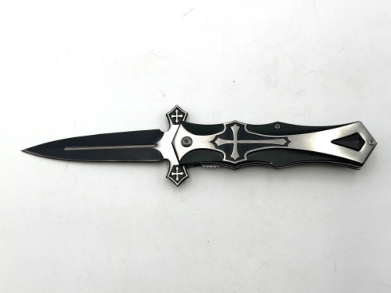 Photo 1 of BLACK AND SILVER CROSS POCKET KNIFE NEW