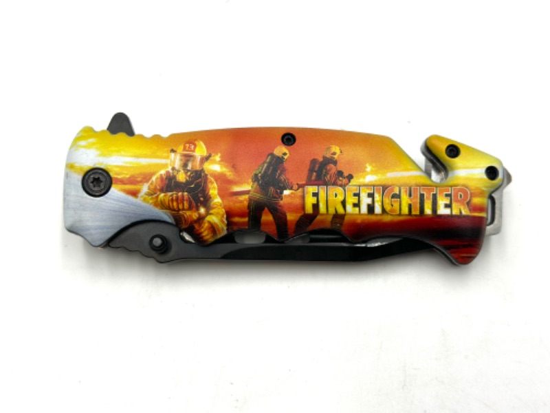 Photo 2 of FIREFIGHTER POCKET KNIFE WITH WINDOW BREAKER SEAT BELT CUTTER AND KEYCHAIN LOOP NEW