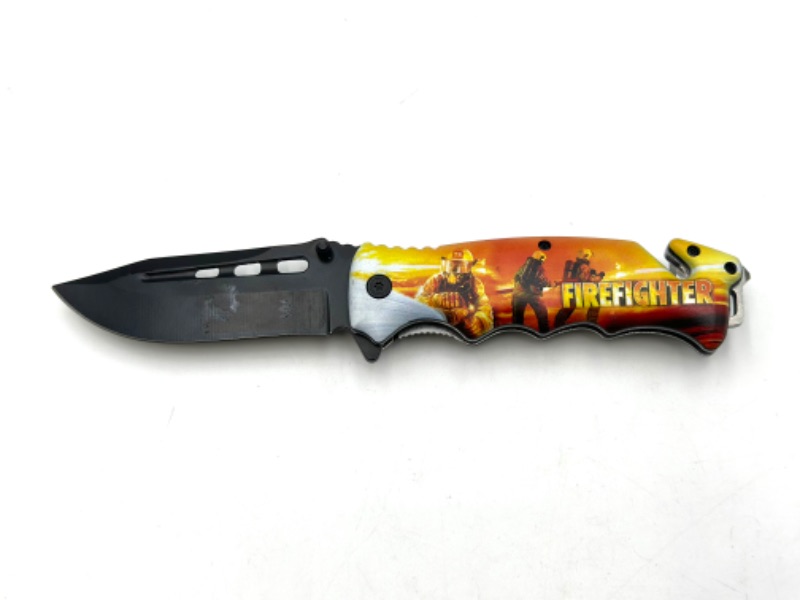 Photo 1 of FIREFIGHTER POCKET KNIFE WITH WINDOW BREAKER SEAT BELT CUTTER AND KEYCHAIN LOOP NEW