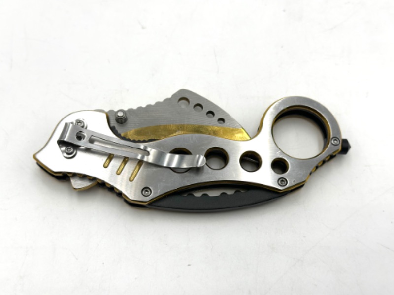 Photo 3 of INDUSTRIAL DESIGN FALCON POCKET KNIFE WITH WINDOW BREAKER KEYCHAIN LOOP HAND HOLDER NEW