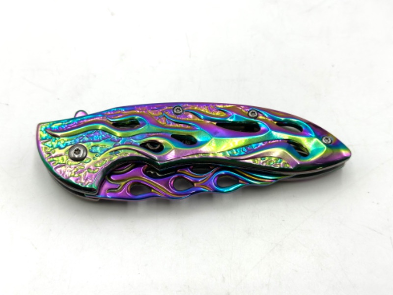 Photo 1 of OIL SLICK DESIGN FALCON POCKET KNIFE NEW