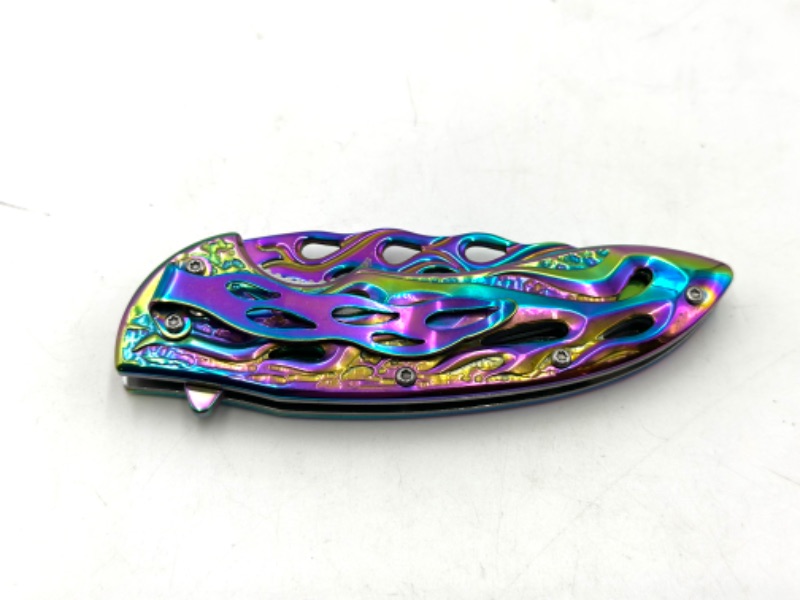 Photo 3 of OIL SLICK DESIGN FALCON POCKET KNIFE NEW