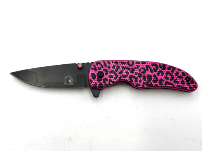 Photo 1 of PINK CHEETAH DESIGN AND RHINESTONE FALCON POCKET KNIFE NEW