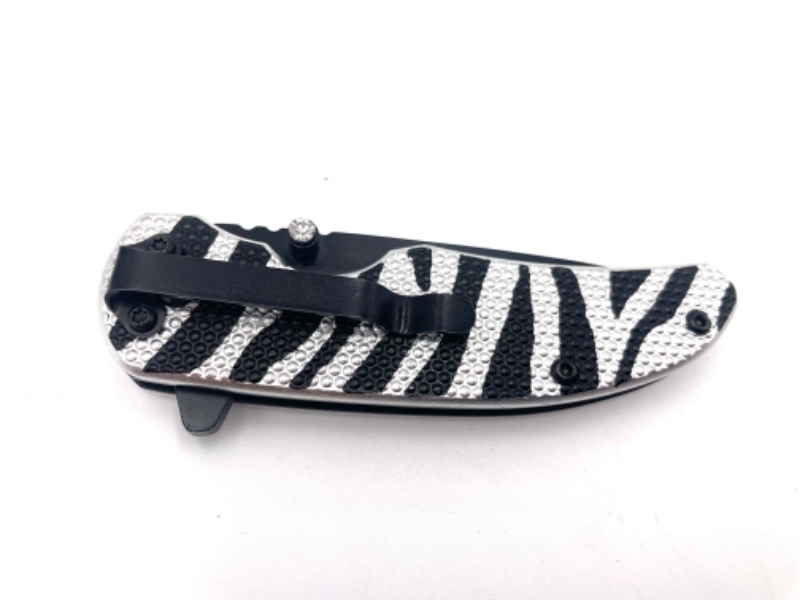 Photo 1 of FALCON SPARKLE ZEBRA PRINT POCKET KNIFE WITH CLIP NEW 