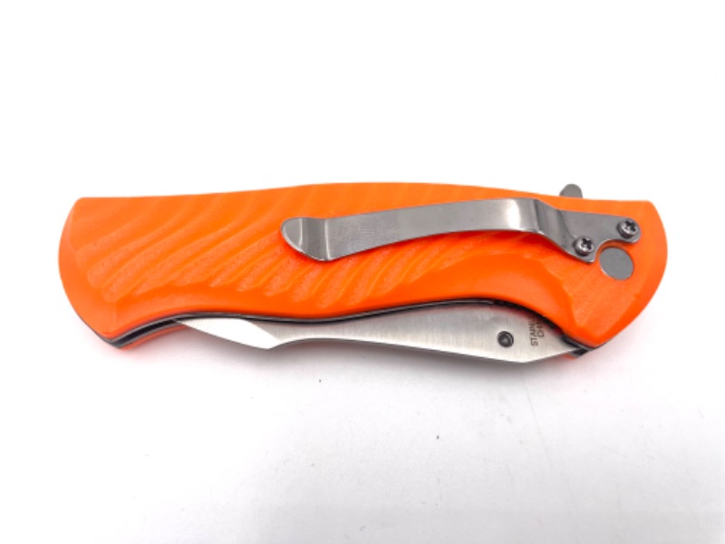 Photo 3 of BRIGHT ORANGE POCKET KNIFE WITH CLIP NEW 