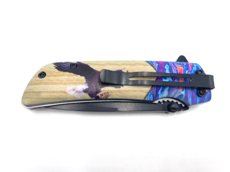 Photo 3 of 4.5 INCH VOODOO EAGLE FOLDER POCKET KNIFE WITH CLIP NEW 