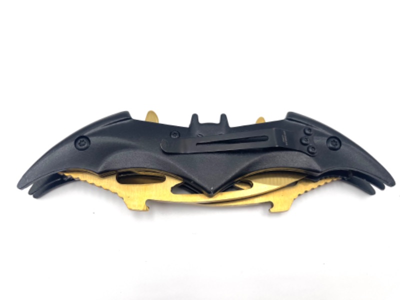 Photo 3 of BLACK WITH GOLD DOUBLE BLADE BATMAN KNIFE NEW 