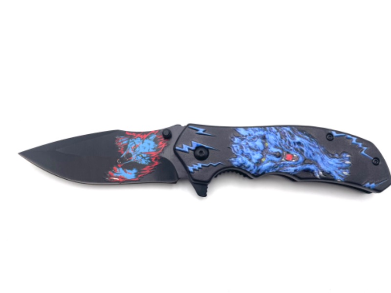 Photo 1 of BLUE WOLF WITH BLACK POCKET KNIFE AND CLIP NEW 