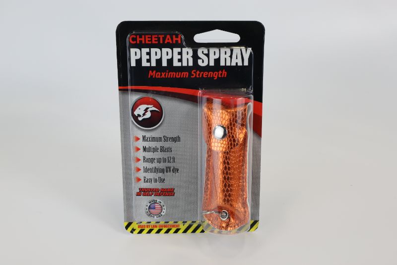 Photo 1 of CHEETAH BRAND PEPPER SPRAY WITH ORANGE CARRYING CASE MAXIMUM STRENGTH NEW 