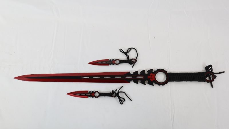 Photo 1 of 26 INCH SWORD WITH 2 THROWING KNIVES SHARP NEW 