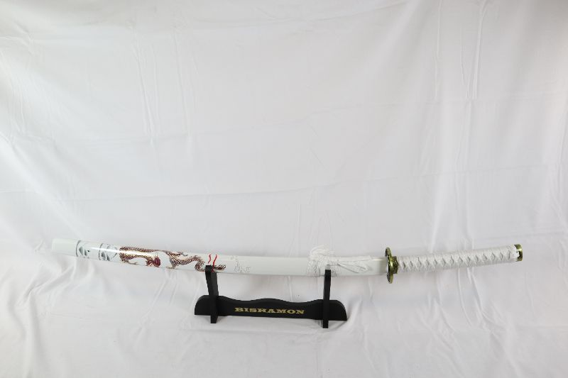 Photo 3 of 37.5 INCH BISHAMON WHITE KATANA WITH STAND NEW