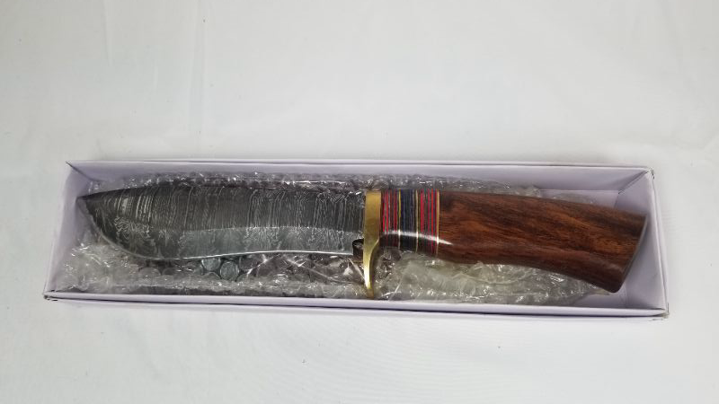 Photo 2 of 11 INCH BOLO STYLE HUNTING WOOD DAMASCUS KNIFE NEW