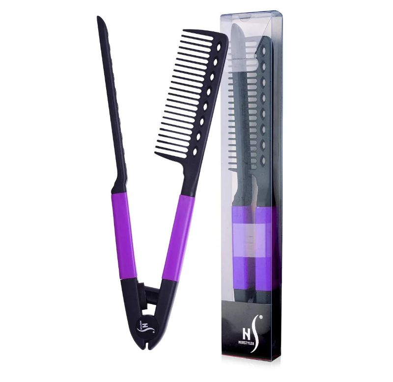 Photo 1 of PURPLE HEAT RESISTANT FLAT ITON COMB WITH GRIP NEW