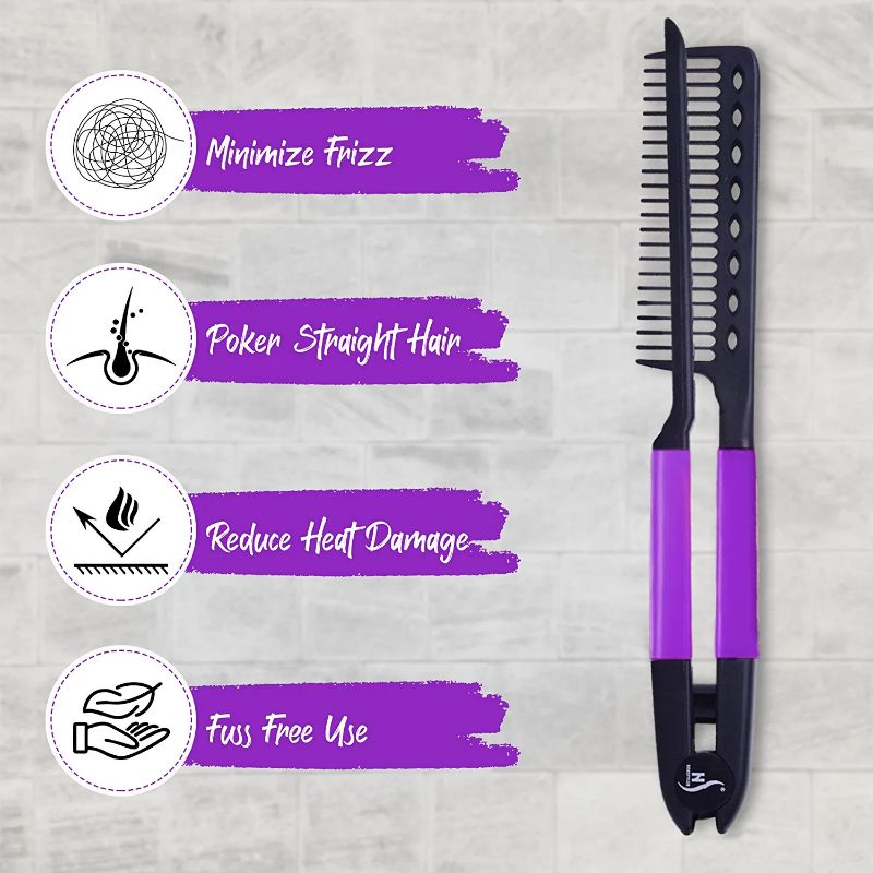 Photo 2 of PURPLE HEAT RESISTANT FLAT ITON COMB WITH GRIP NEW
