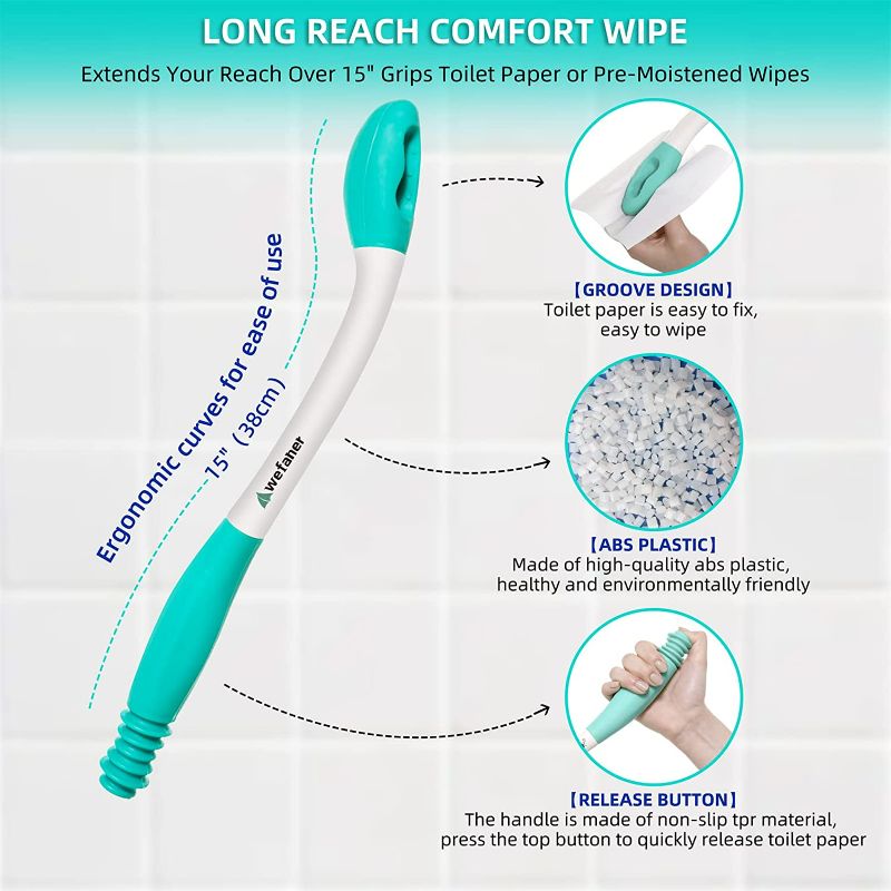 Photo 2 of wefaner Toilet Aids Tools Long Reach Comfort Wipe,Bottom Buddy Toilet Tissue Aids for Wiping, Self Help Wipe Butt for Limited Mobility,Elderly, Pregnancy, Disabled, Arthritis,Shoulder or Back Pain,Surgery