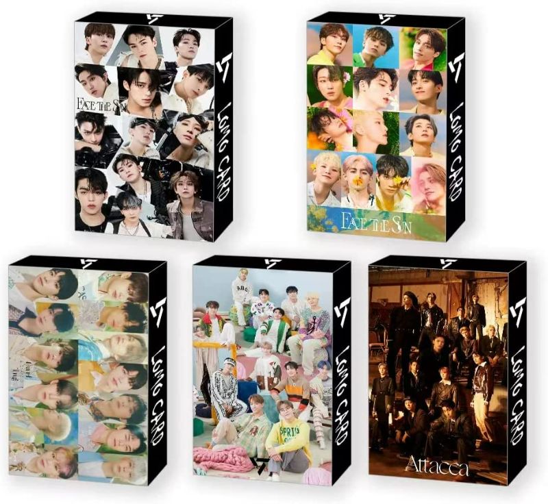 Photo 1 of AntaQuyaN 5 Pack/150 Pcs SEVENTEEN Lomo Card Kpop Photocards Greeting Card with Postcards, black