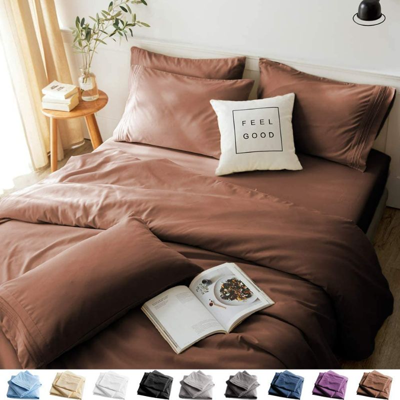 Photo 1 of LBRO2M Bed Sheets Set Full Size 6 Piece 16 Inches Deep Pocket 1800 Thread Count 100% Microfiber Sheet,Bedding Super Soft Comfortable, Cool Warm,?Brown?