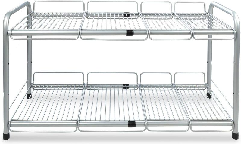 Photo 1 of Surpahs 2 Tier Under Sink Expandable Shelf Organizer, Storage Rack (Silver)