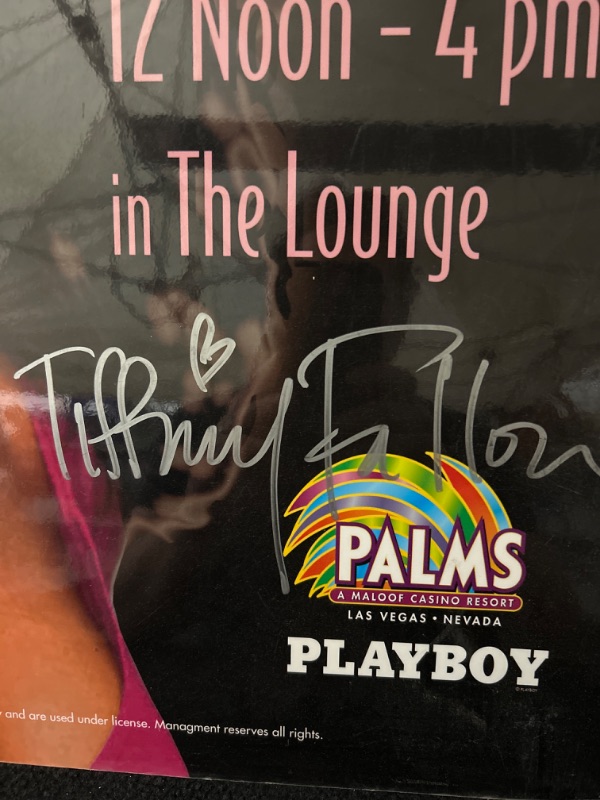Photo 2 of Large signed Tiffany Fallon Playmate sign from Palms casino measures appx 29 x 23 inches 