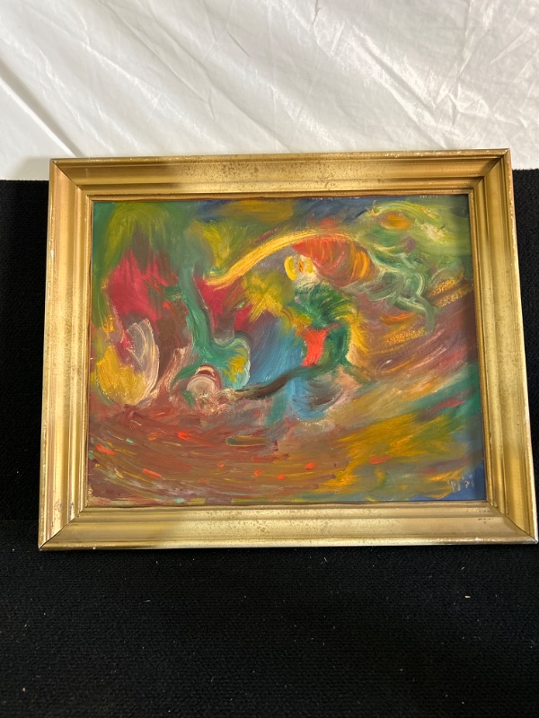 Photo 1 of Framed Oil painting by Dick  Paladino called Planet Fury 1971 measures appx 23 x 19 inches 