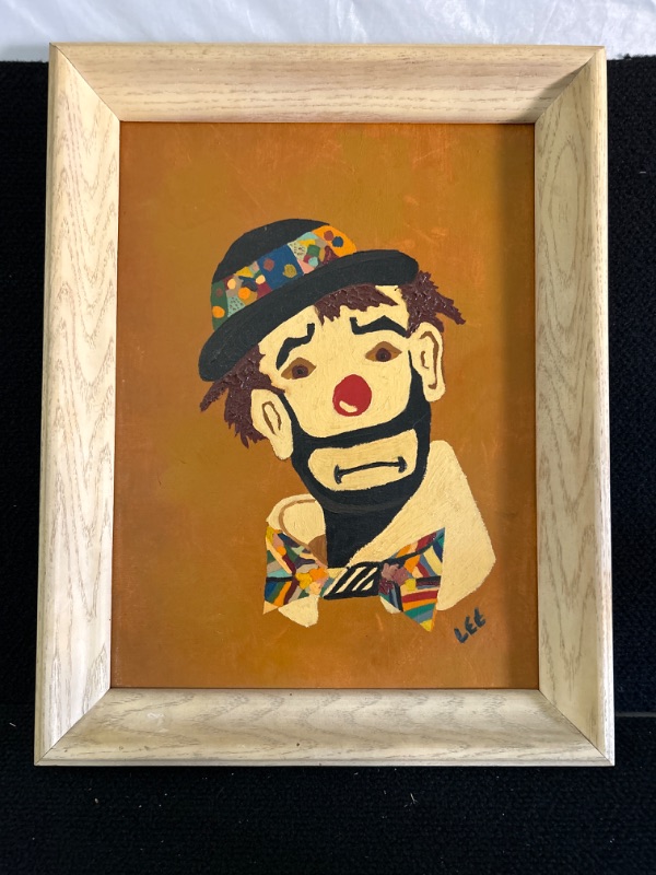 Photo 1 of Framed clown painting by Lee measures appx 19 x 14 inches