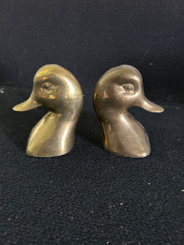 Photo 1 of Vintage Brass duck head book ends 