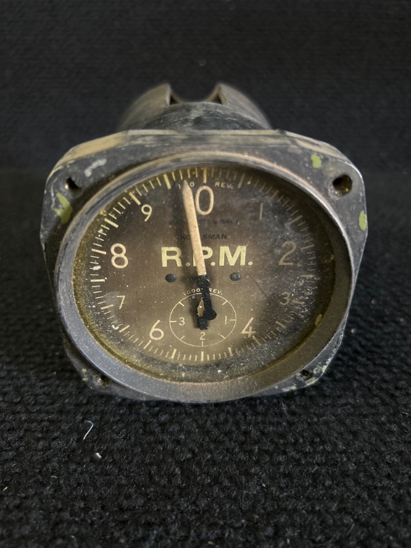 Photo 1 of Vintage Kollsman Square D US Navy Mark V airplane tachometer unknown condition 