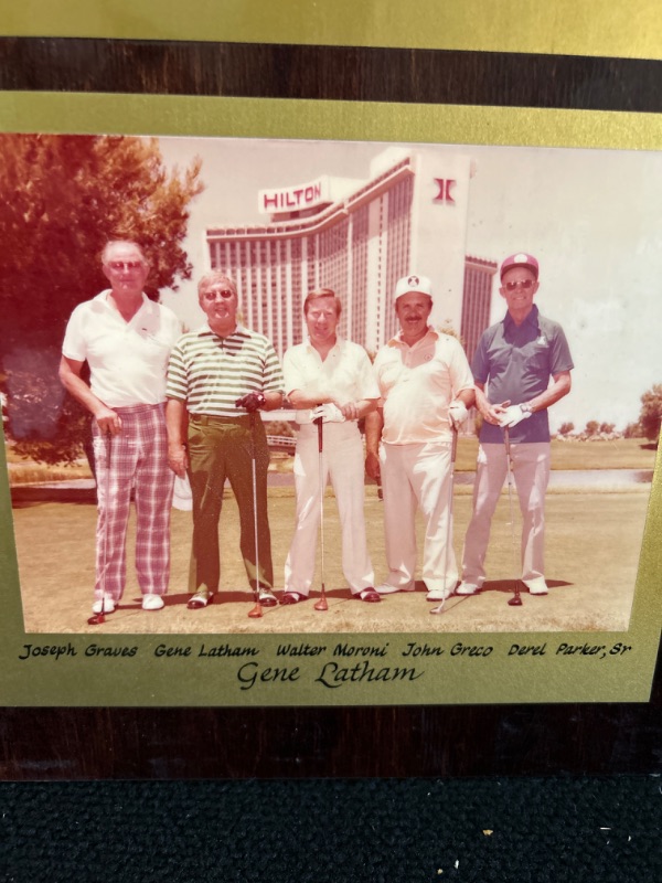 Photo 2 of Wooden plaque from Las Vegas Hilton 2nd Annual Golf tournament 1979 measures appx 19 x 12 inches 