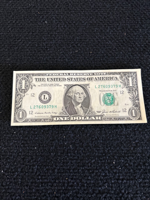 Photo 2 of set of 6 numbered in order crisp new $1 bills attached on one end 