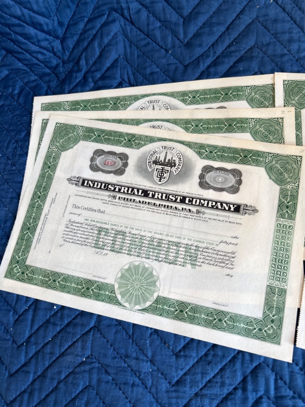 Photo 2 of Six Blank  Atlantic Vintage Industrial Trust  company stock certificates