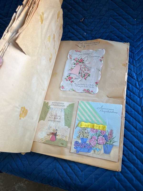 Photo 4 of Vintage scrapbook 1939 full of greeting cards book is coming apart lots and lots of cards 