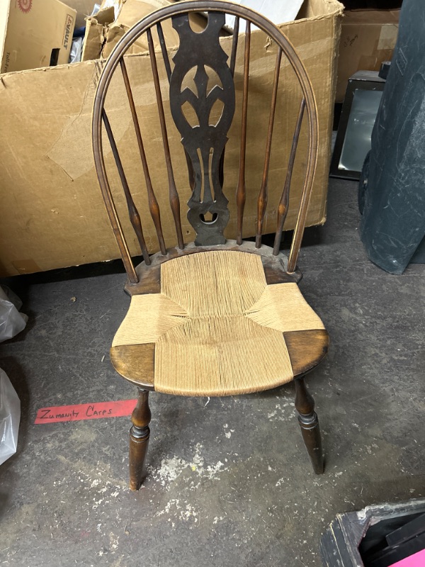 Photo 1 of Vintage wooden cane bottom chair very unique 